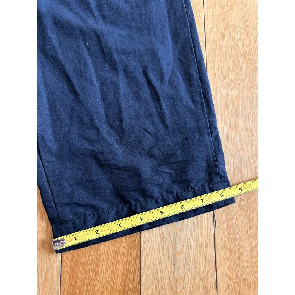 COS Cropped Wide Tapered Leg‎ Cotton Linen High Rise Pants Blue Womens Size 10